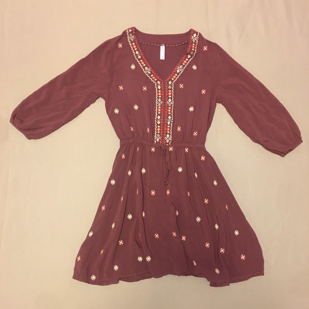 XHILARATION 3/4 Length Sleeve Mini Dress